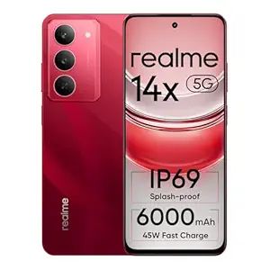 14x realme 14x 5G Smartphone 8+128GB red, 6.67-inch Screen, 120Hz Display change , 6000mAh Battery, 80MP, MediaTek Dimensity 6300, ArmorShell Protection, IP69